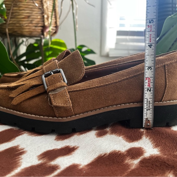FRANCO SARTO Brown Suede Loafers with Fringe Detail - Picture 6 of 8